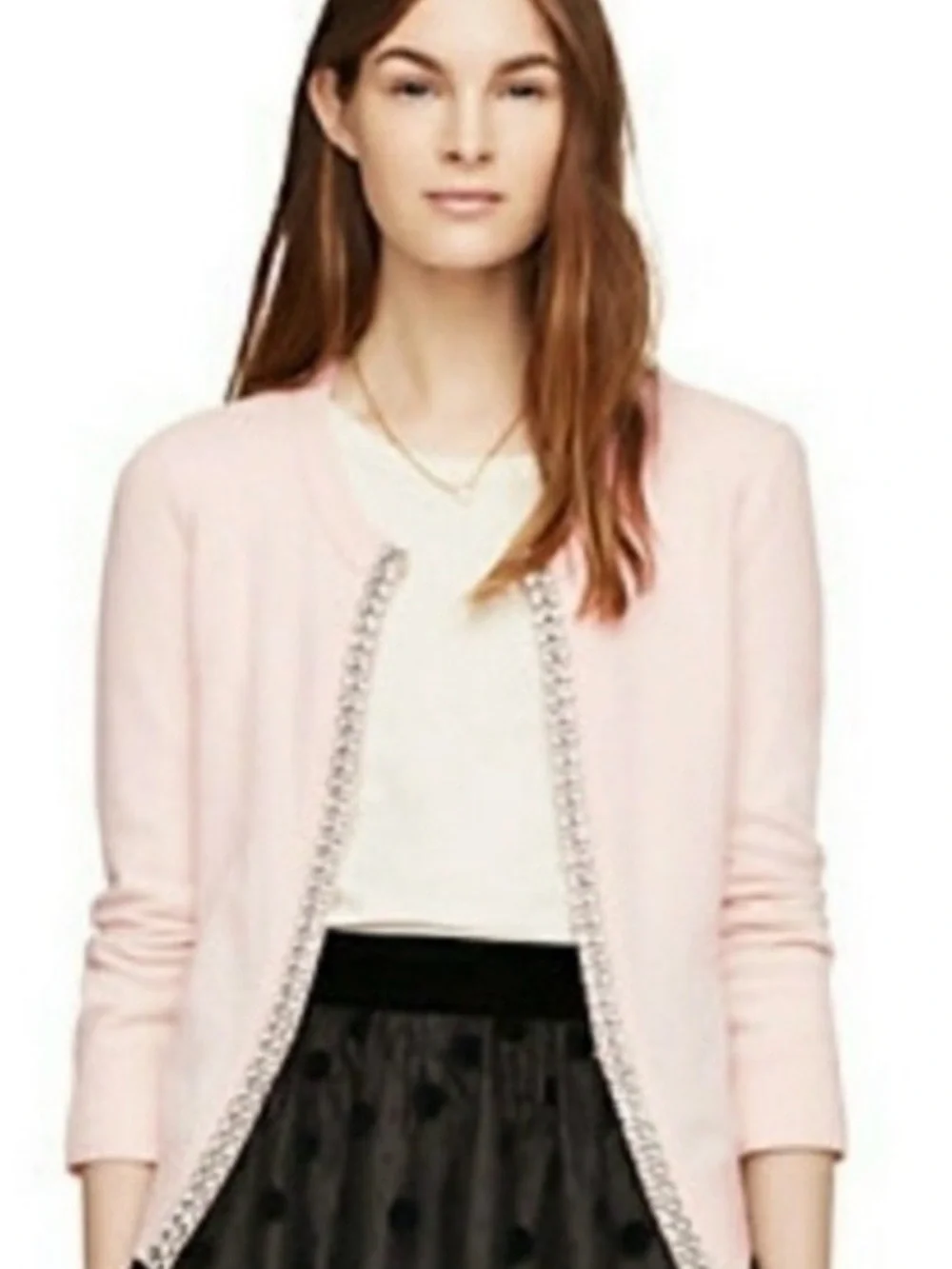 kate spade Pale Pink Jeweled-Trim Cardigan